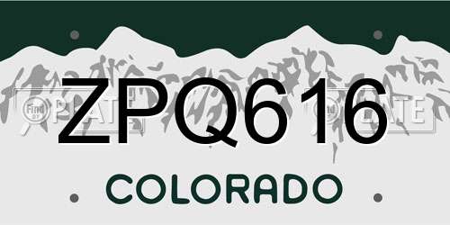 ZPQ616 Colorado License Plate