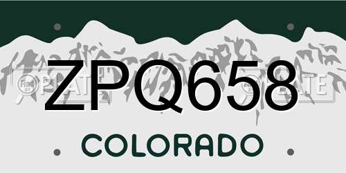 ZPQ658 Colorado License Plate