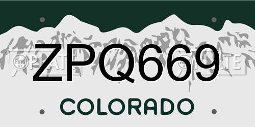 ZPQ669 Colorado License Plate