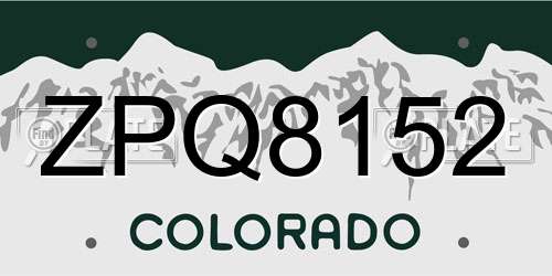ZPQ8152 Colorado License Plate