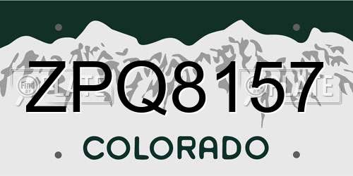 ZPQ8157 Colorado License Plate