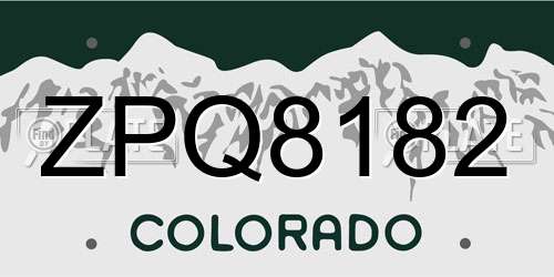 ZPQ8182 Colorado License Plate