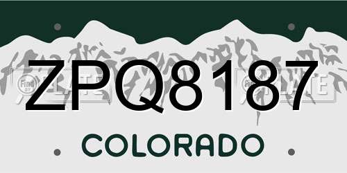 ZPQ8187 Colorado License Plate
