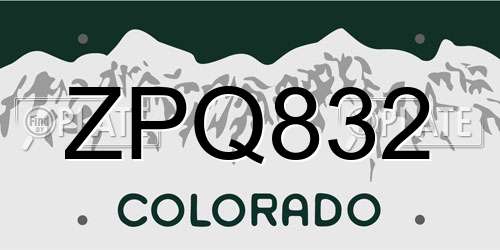 ZPQ832 Colorado License Plate