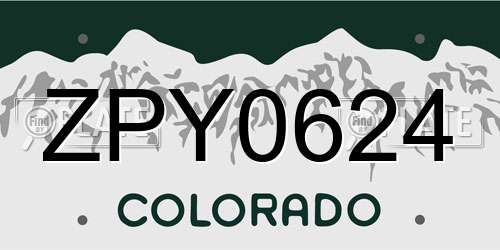ZPY0624 Colorado License Plate
