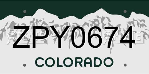 ZPY0674 Colorado License Plate