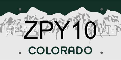 ZPY10 Colorado License Plate