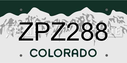 ZPZ288 Colorado License Plate