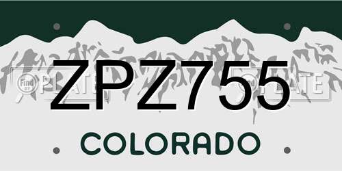 ZPZ755 Colorado License Plate