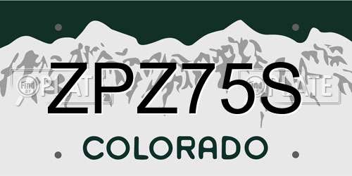 ZPZ75S Colorado License Plate