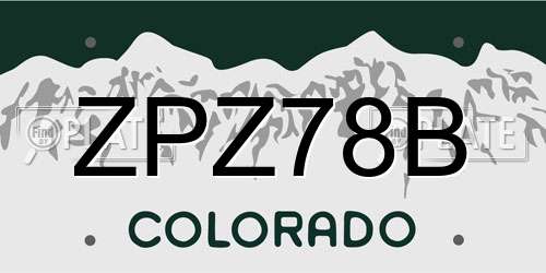 ZPZ78B Colorado License Plate