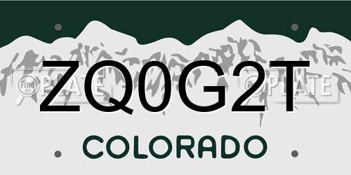 ZQ0G2T Colorado License Plate