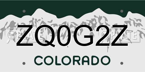 ZQ0G2Z Colorado License Plate