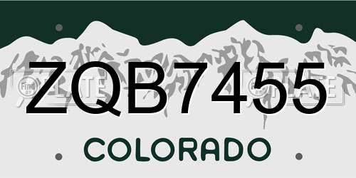 ZQB7455 Colorado License Plate
