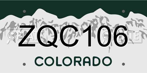 ZQC106 Colorado License Plate