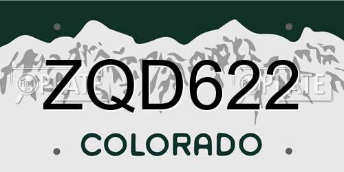 ZQD622 Colorado License Plate