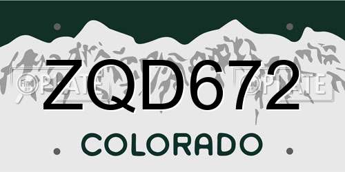 ZQD672 Colorado License Plate