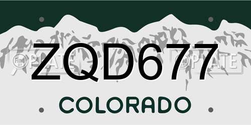 ZQD677 Colorado License Plate