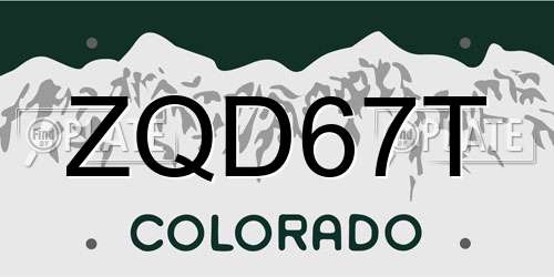 ZQD67T Colorado License Plate