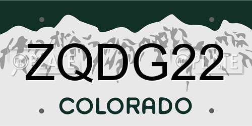 ZQDG22 Colorado License Plate