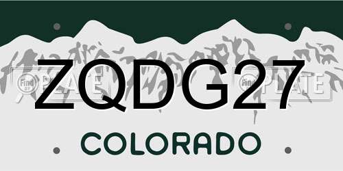 ZQDG27 Colorado License Plate