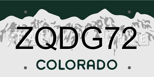 ZQDG72 Colorado License Plate