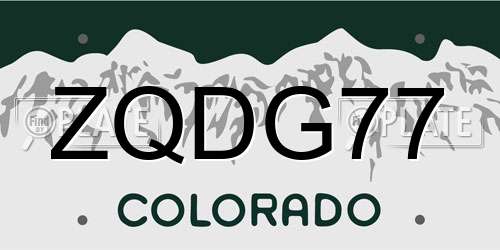 ZQDG77 Colorado License Plate