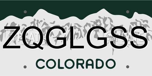 ZQGLGSS Colorado License Plate