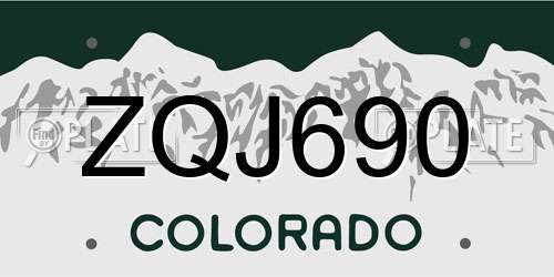 ZQJ690 Colorado License Plate