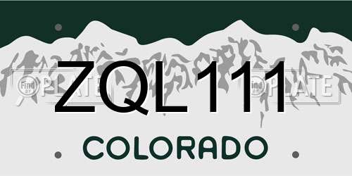 ZQL111 Colorado License Plate