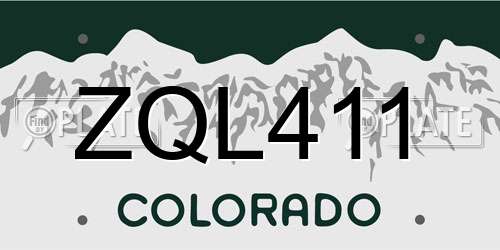 ZQL411 Colorado License Plate