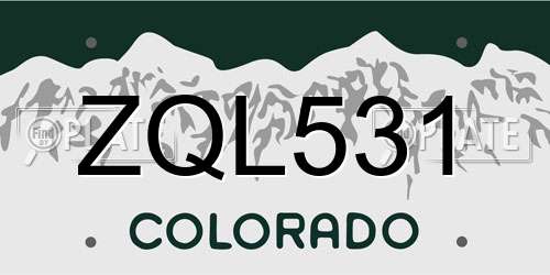 ZQL531 Colorado License Plate