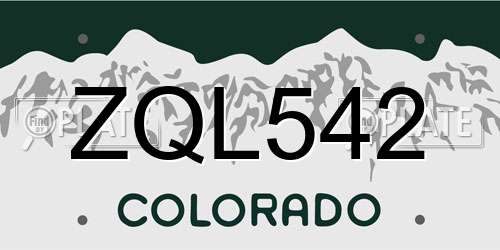 ZQL542 Colorado License Plate