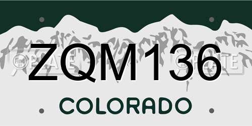 ZQM136 Colorado License Plate