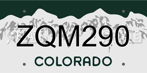 ZQM290 Colorado License Plate