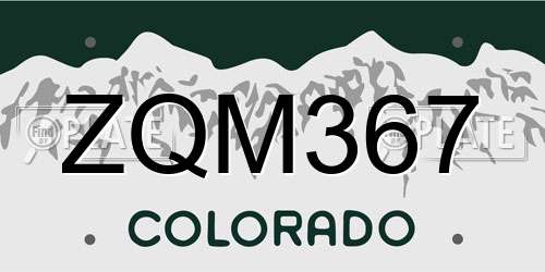 ZQM367 Colorado License Plate