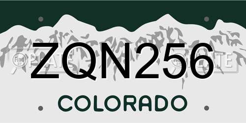 ZQN256 Colorado License Plate