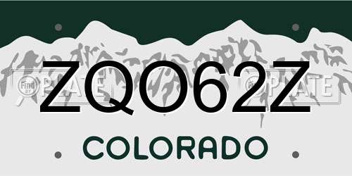 ZQO62Z Colorado License Plate