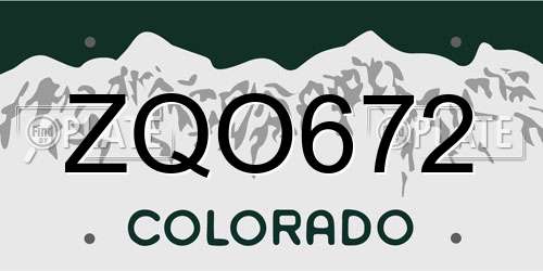 ZQO672 Colorado License Plate