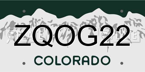 ZQOG22 Colorado License Plate