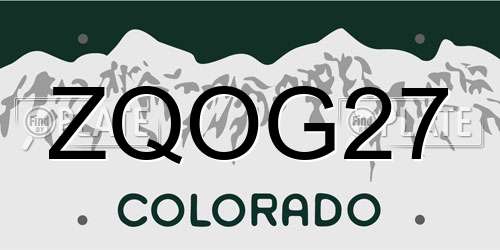 ZQOG27 Colorado License Plate