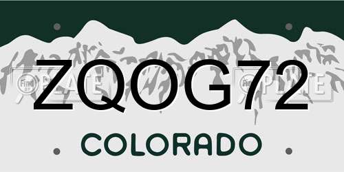 ZQOG72 Colorado License Plate