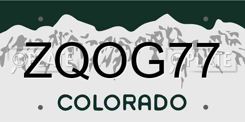 ZQOG77 Colorado License Plate