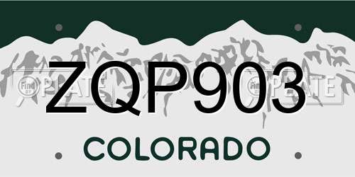 ZQP903 Colorado License Plate