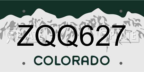 ZQQ627 Colorado License Plate