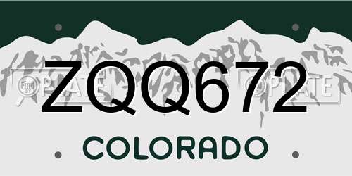 ZQQ672 Colorado License Plate