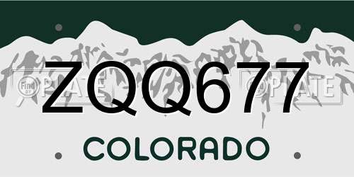 ZQQ677 Colorado License Plate