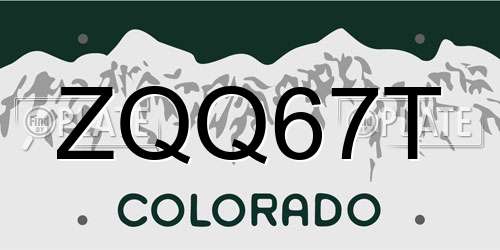 ZQQ67T Colorado License Plate