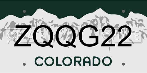 ZQQG22 Colorado License Plate