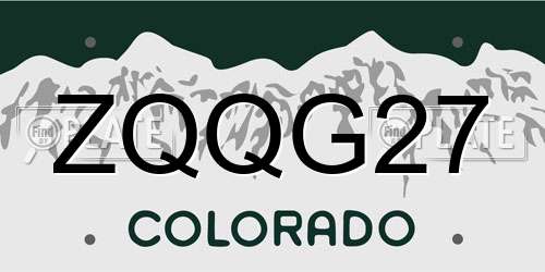 ZQQG27 Colorado License Plate